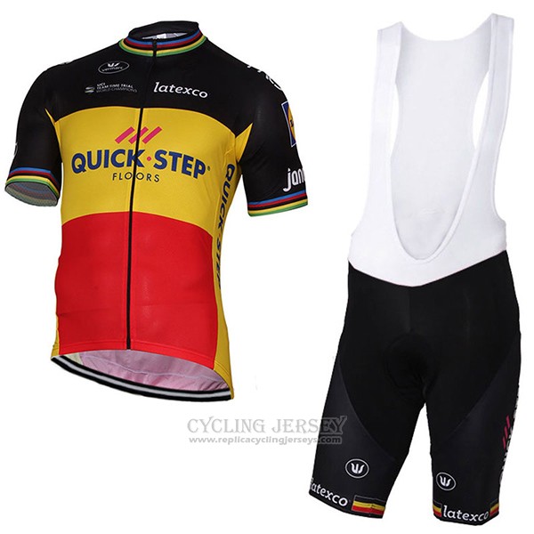 2017 Cycling Jersey Quick Step Floors Champion Belgium Short Sleeve and Bib Short